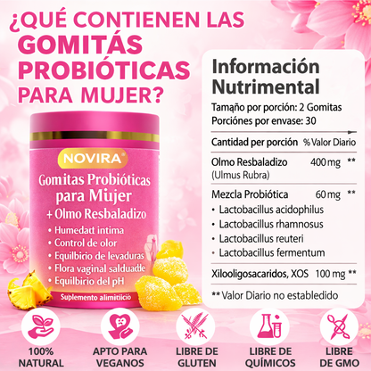 Novira® | Gomitas Probióticas para Mujer + Olmo Resbaladizo