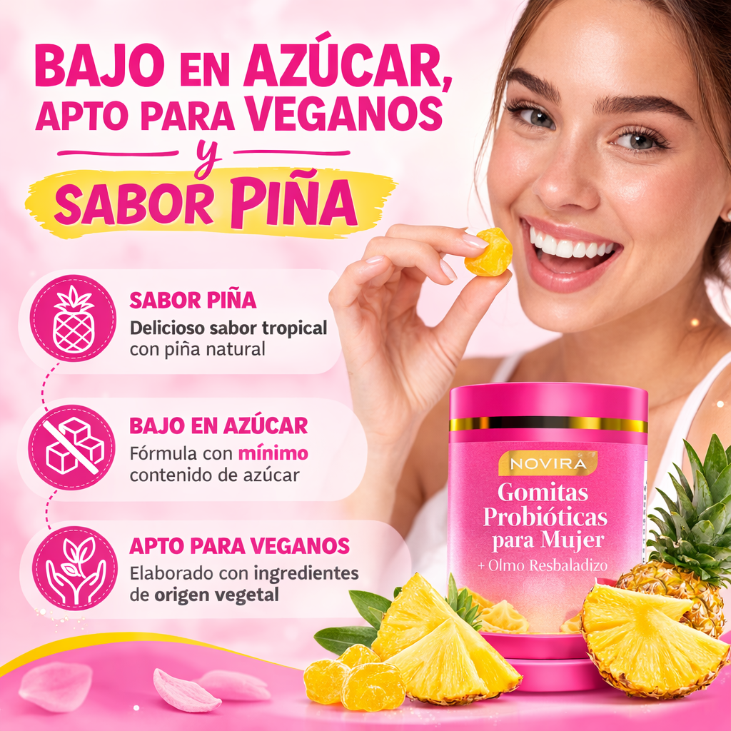 Novira® | Gomitas Probióticas para Mujer + Olmo Resbaladizo